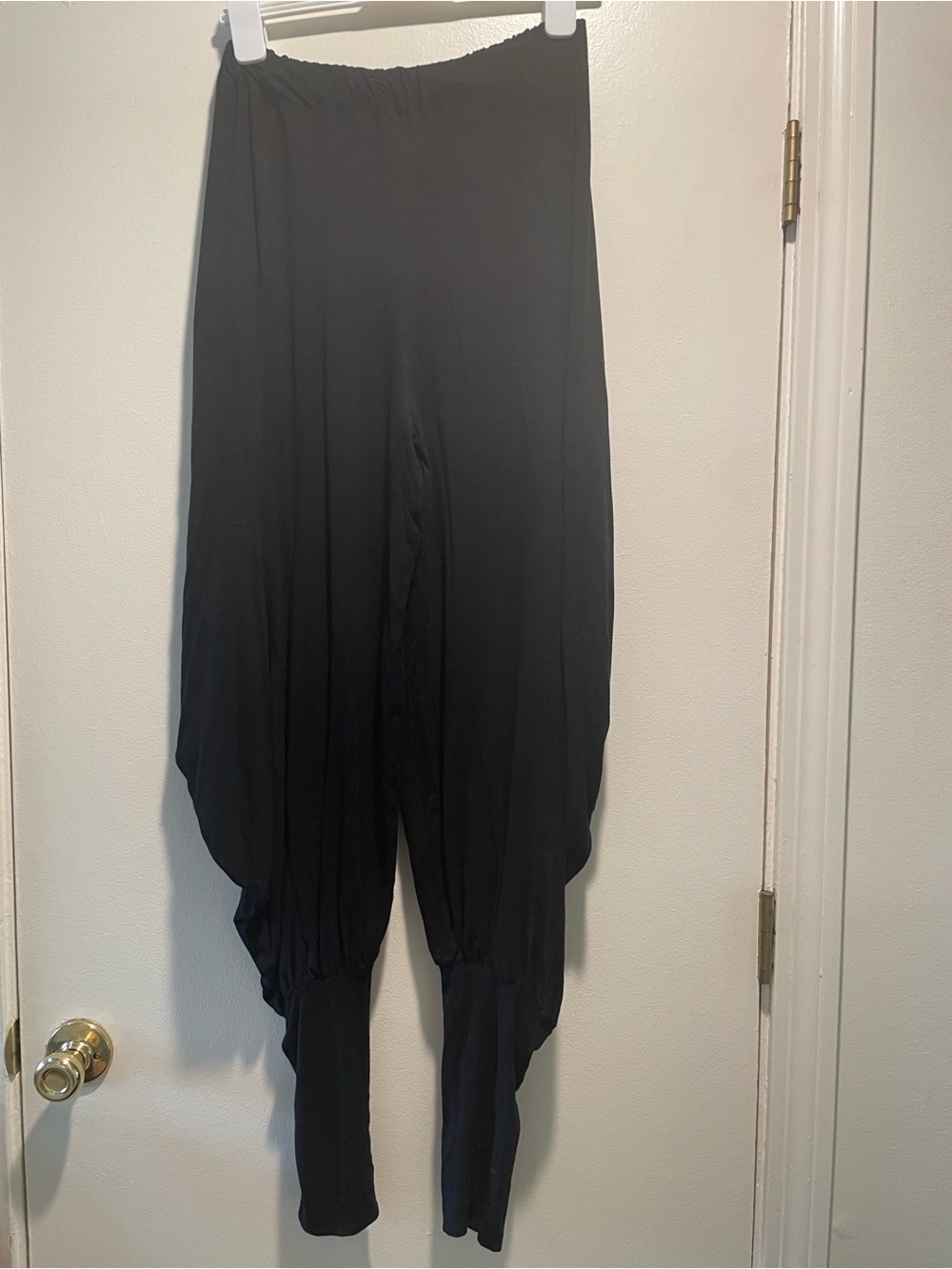 Olars Ulla Sweden Black Wide-Leg Harem Pants Pockets with Elastic Waist